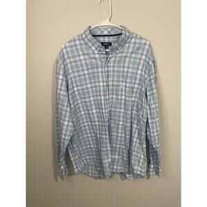 Johnnie O Long Sleeve Shirt 2XL Blue Check Plaid Button Up Beach Preppy Mens